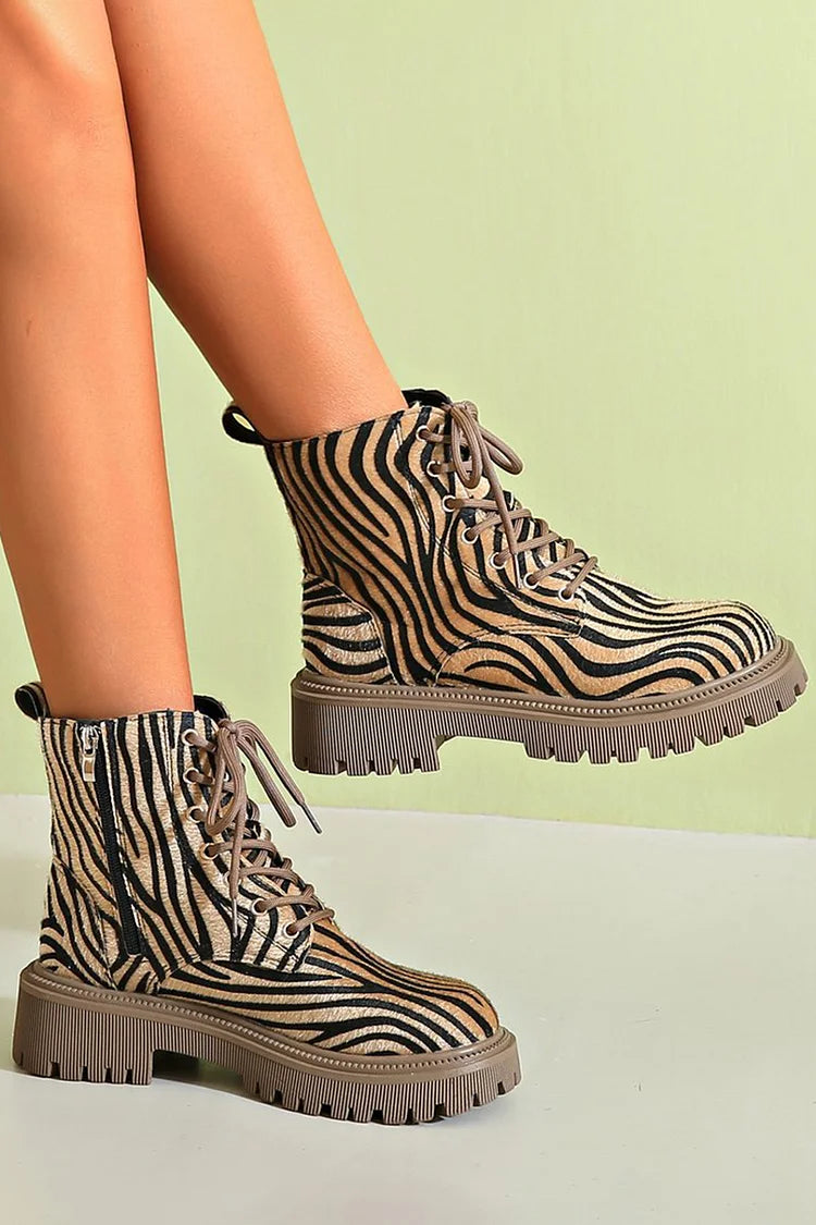 Blair | Stivali con stampa zebra e lacci