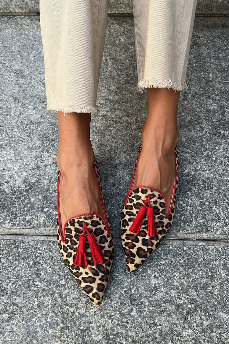 Daphne | Mocassino Punta con Nappine Rosse