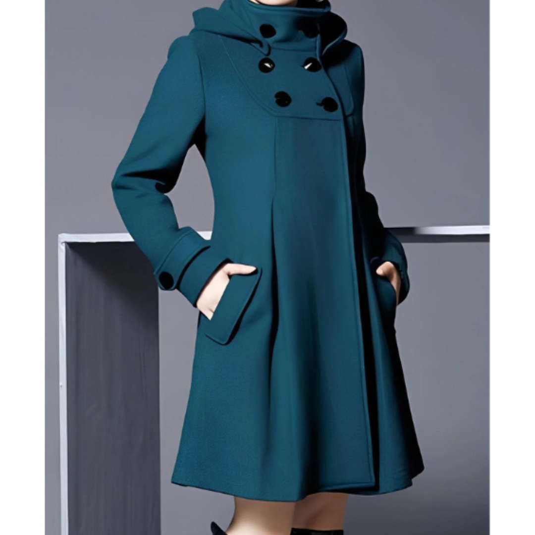Abrigo con capucha para mujer, silueta fluida, diseño de invierno