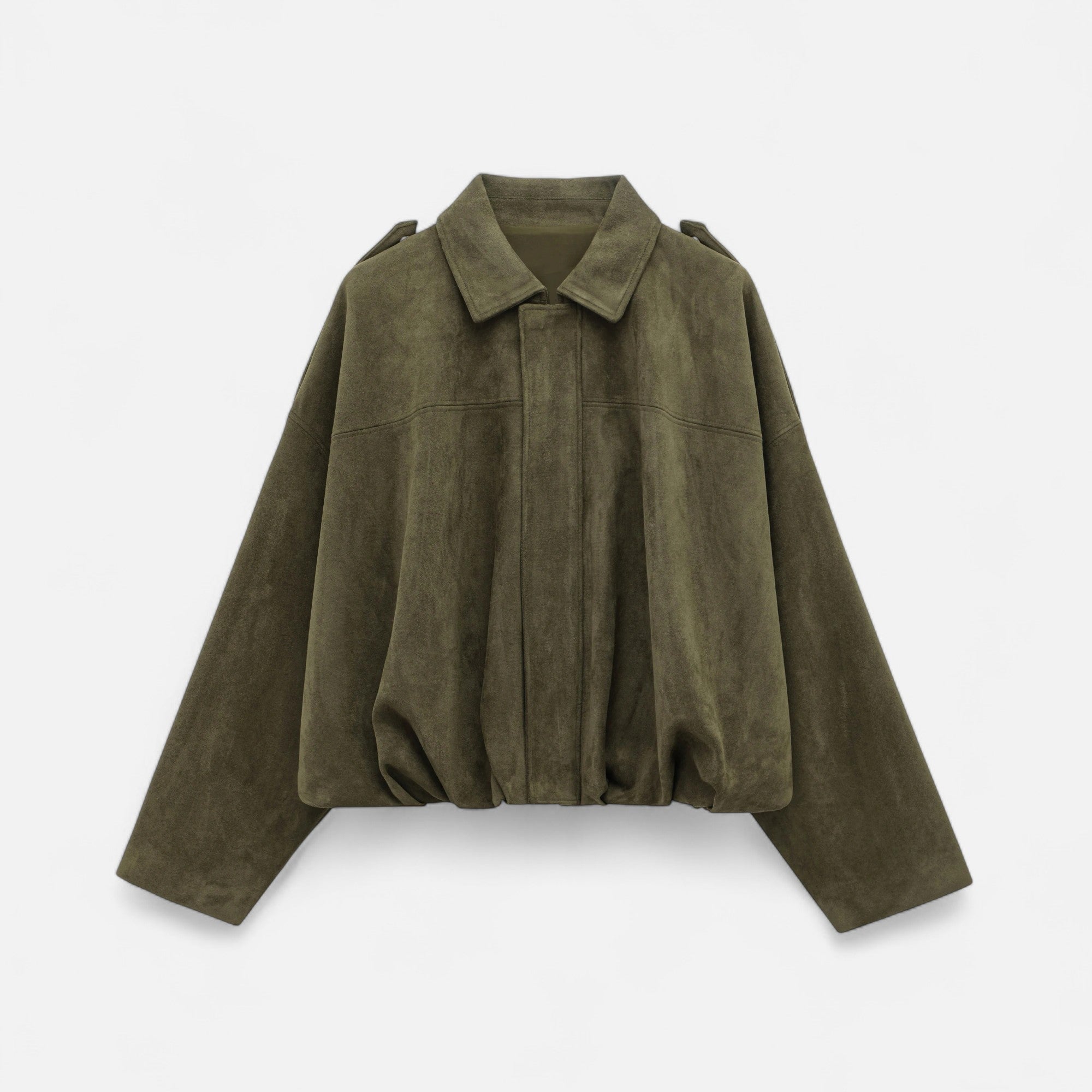 Women's Faux Suede Bomber Jacket Zip-Up Lapel Collar