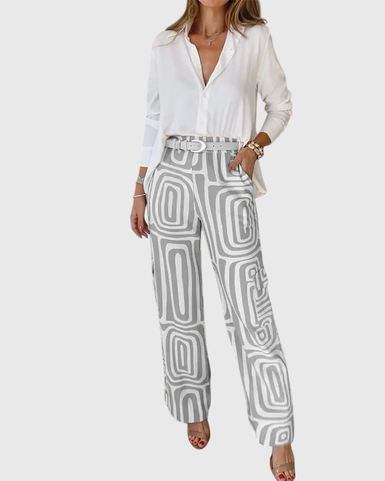 Annie | Pantalones Elegantes + Blusa y Cinturón Gratis