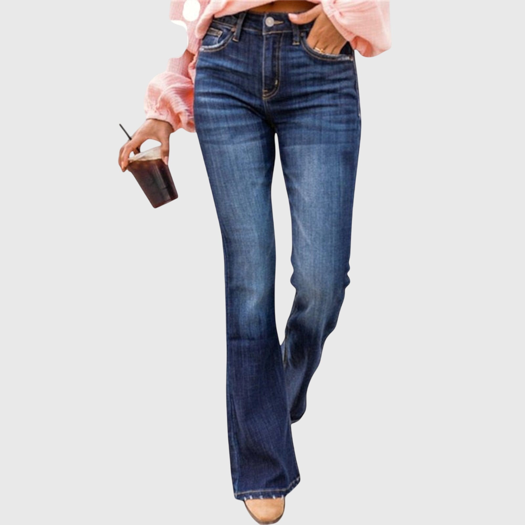 Pantalones de pierna ancha para mujer con bolsillos laterales