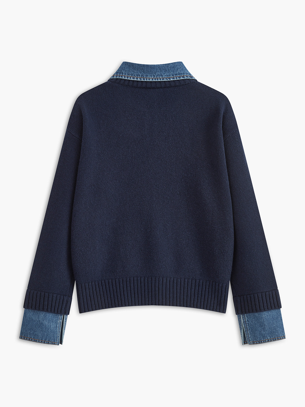 Women's Panel Lapel Sweater Layered Look Button Detail