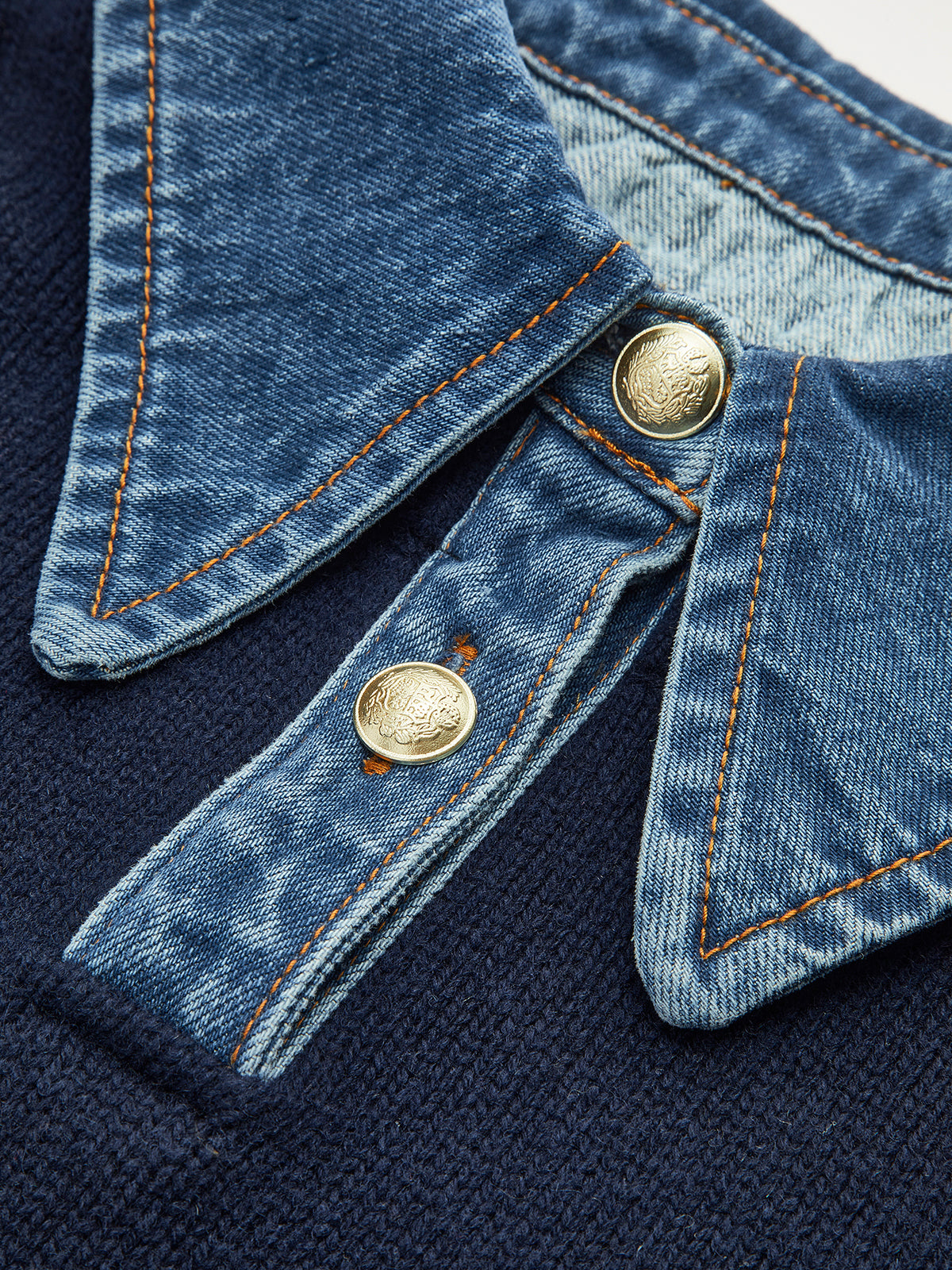 Women's Panel Lapel Sweater Layered Look Button Detail