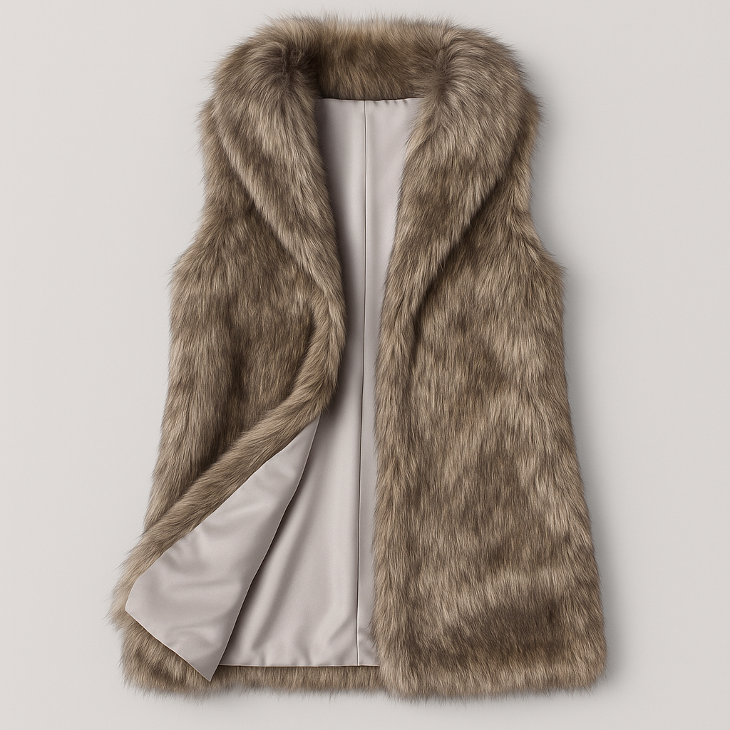 Women's Faux Fur Vest Plush Cotton-Blend Lined