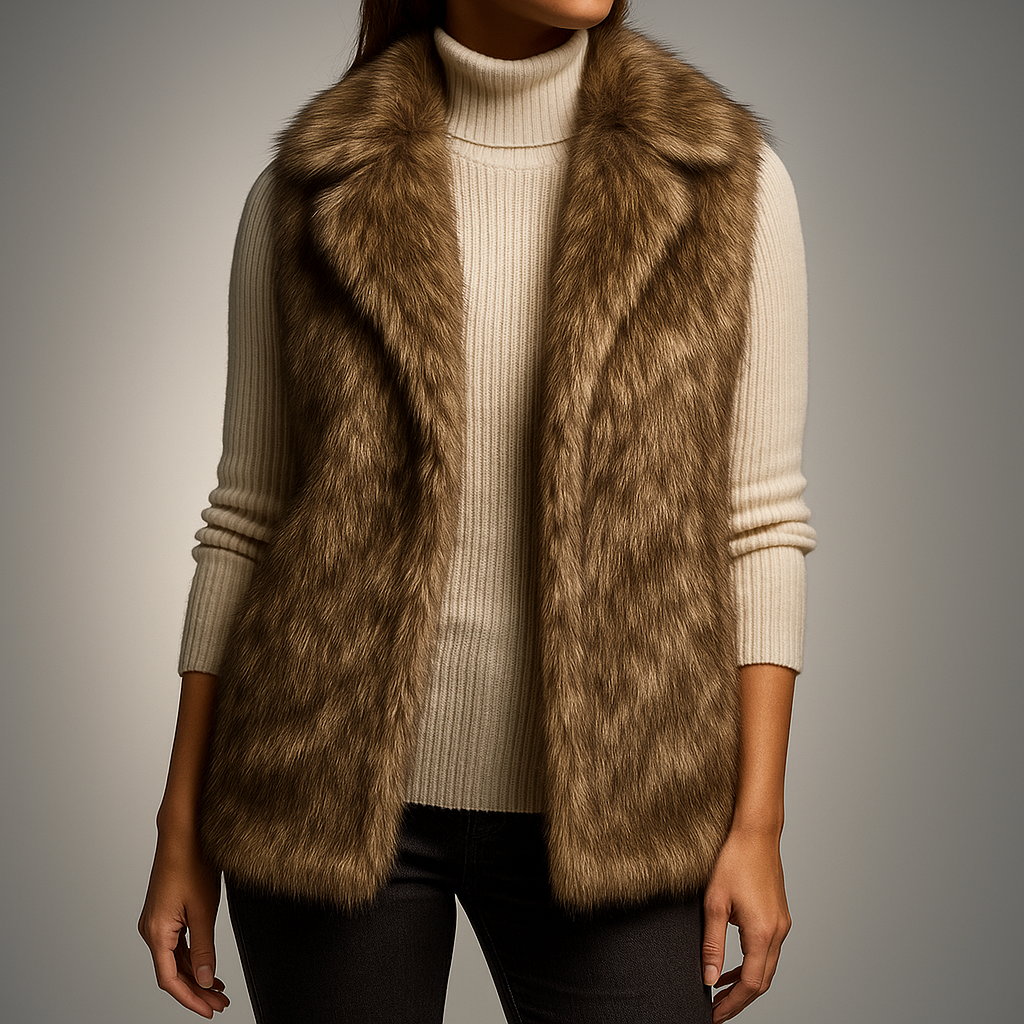 Women's Faux Fur Vest Plush Cotton-Blend Lined