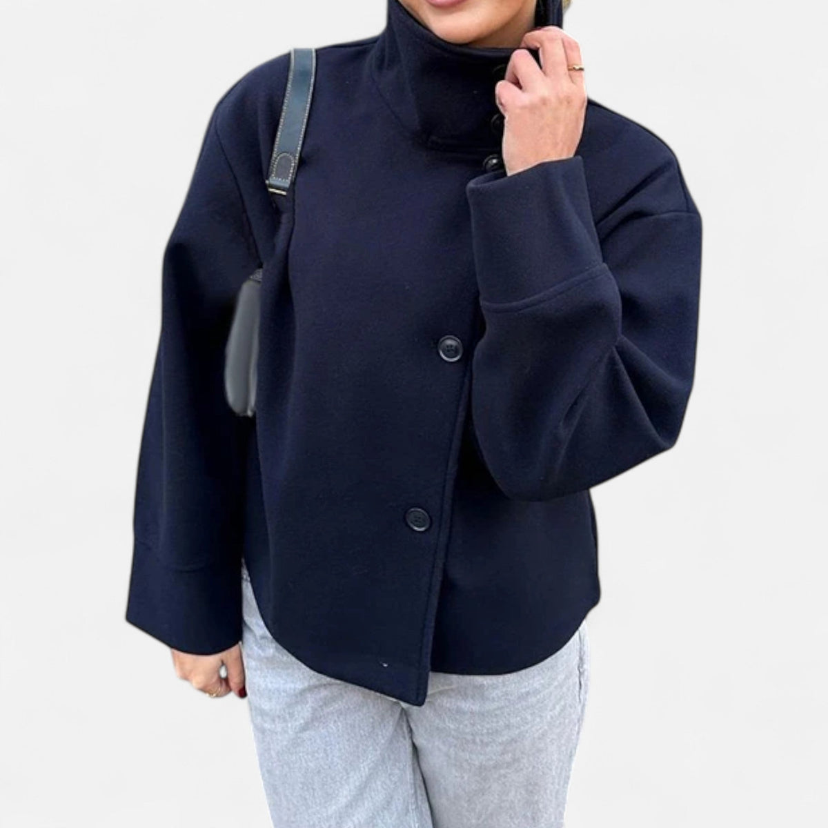 Cappotto corto da donna con collo alto