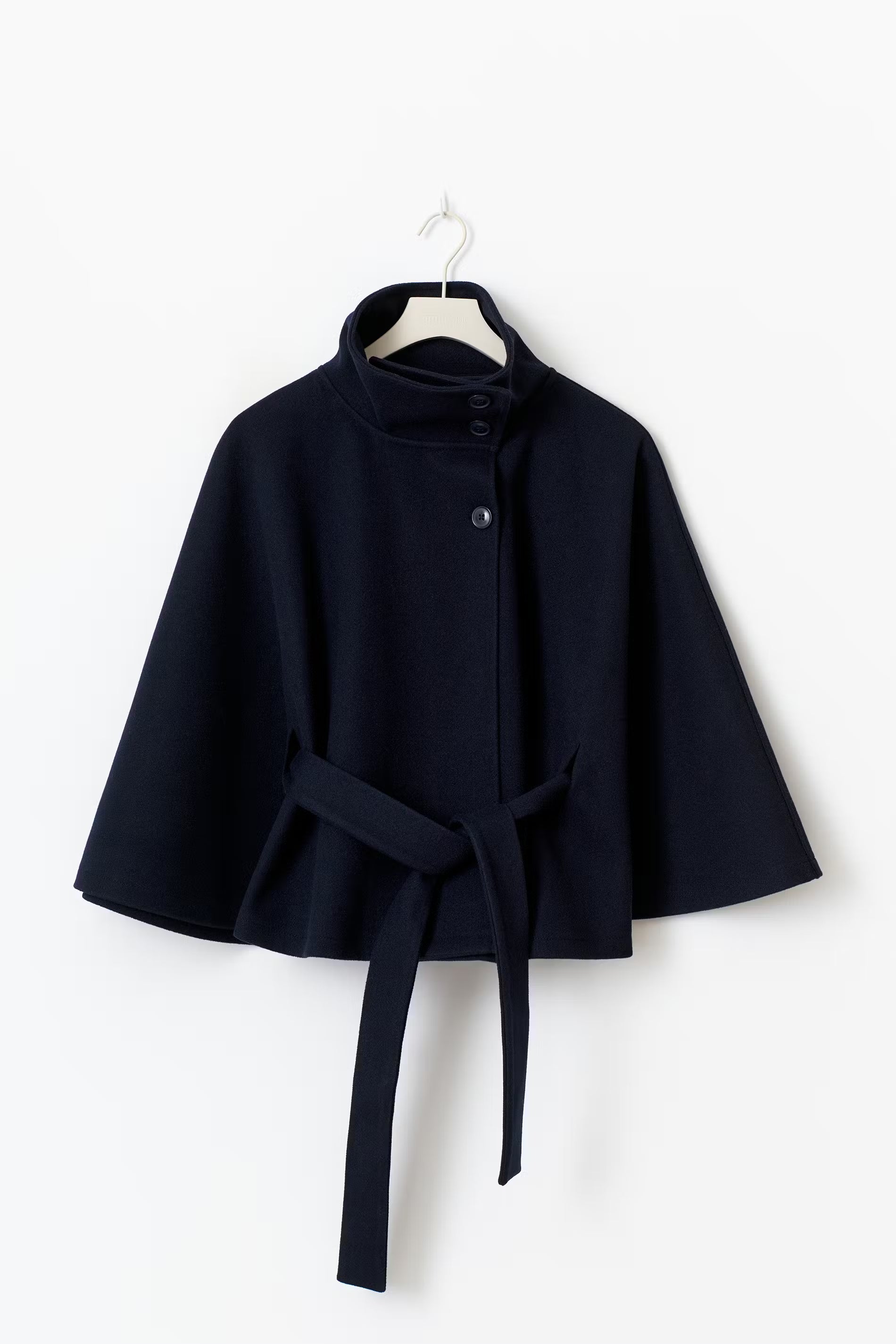Women's Wool-Blend Coat High Neck Removable Belt