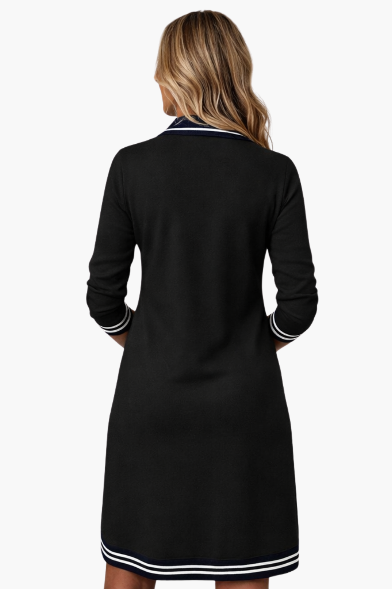 Women's Sweater Dress Zip Collar Long Sleeve Straight Cut