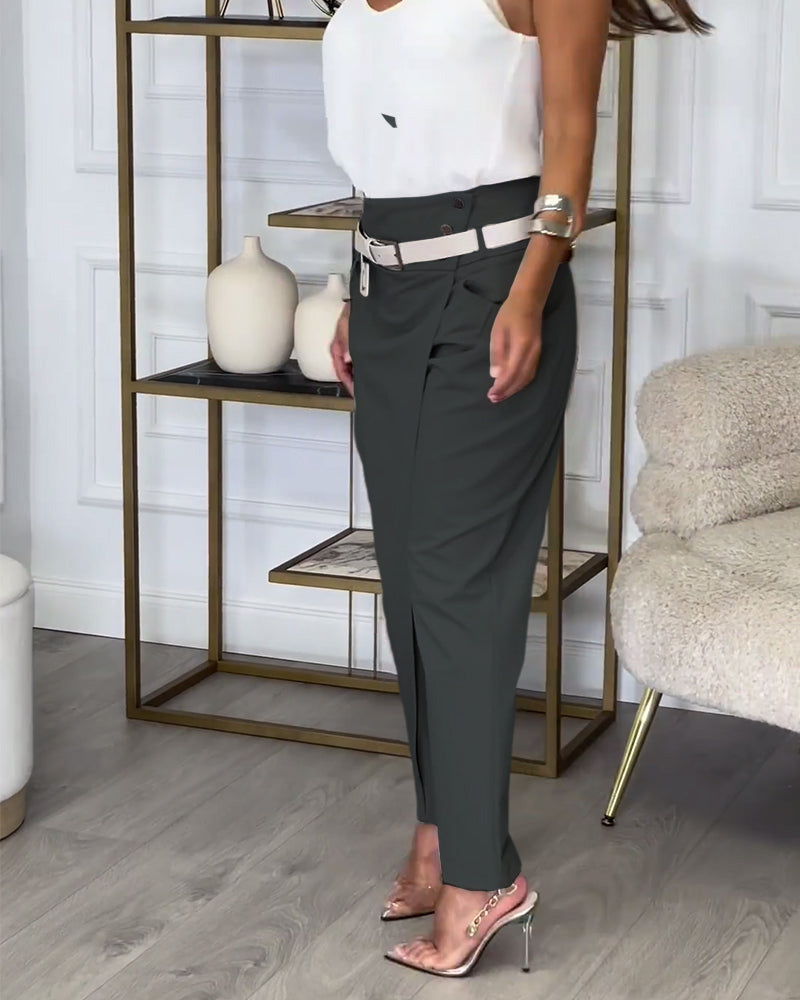 Tansy Patchwork trousers with belt