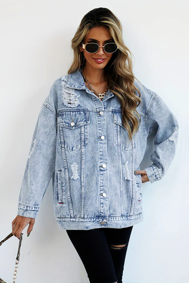 Ripped Oversized Denim Jacket