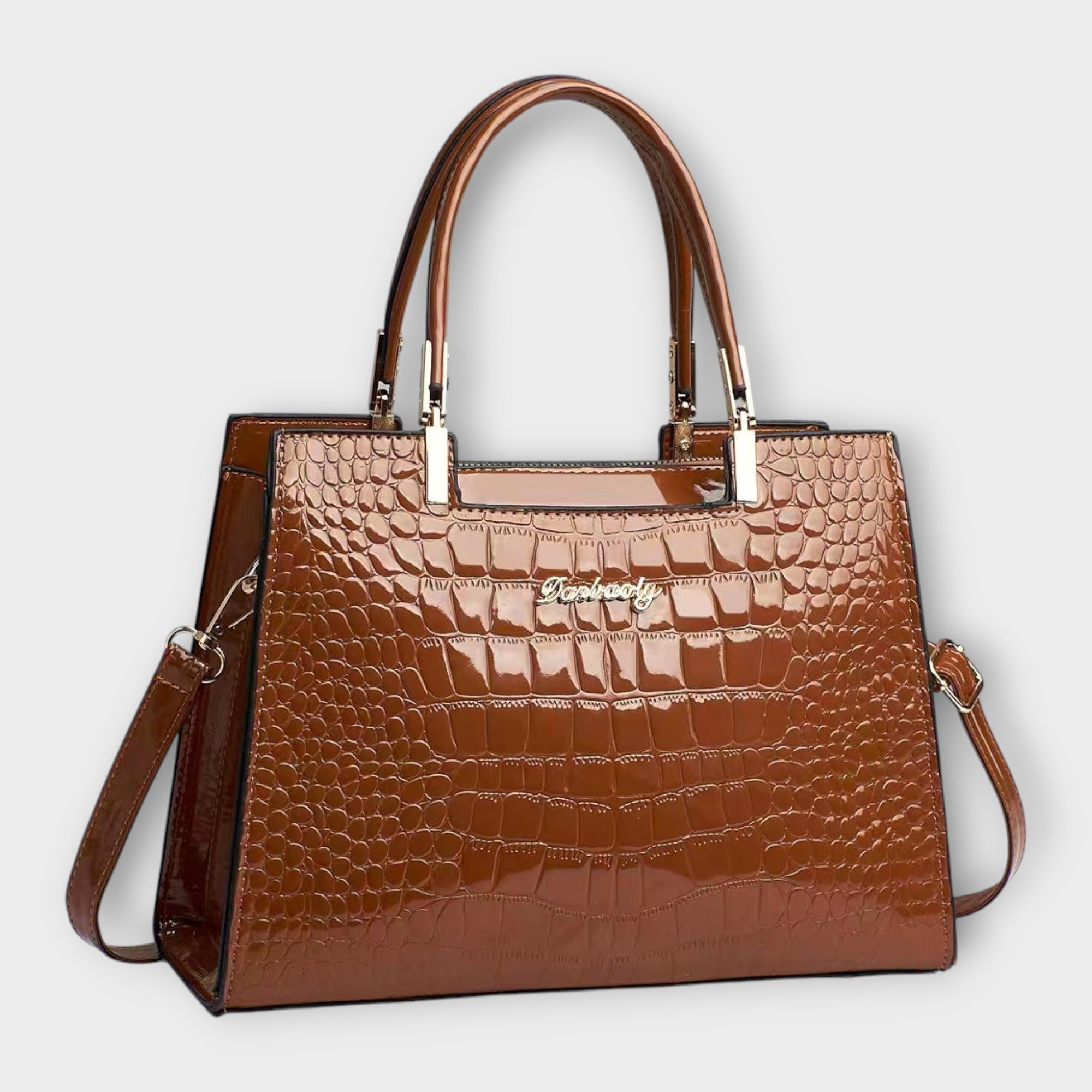 Annie | Borsa lucida con motivo a coccodrillo