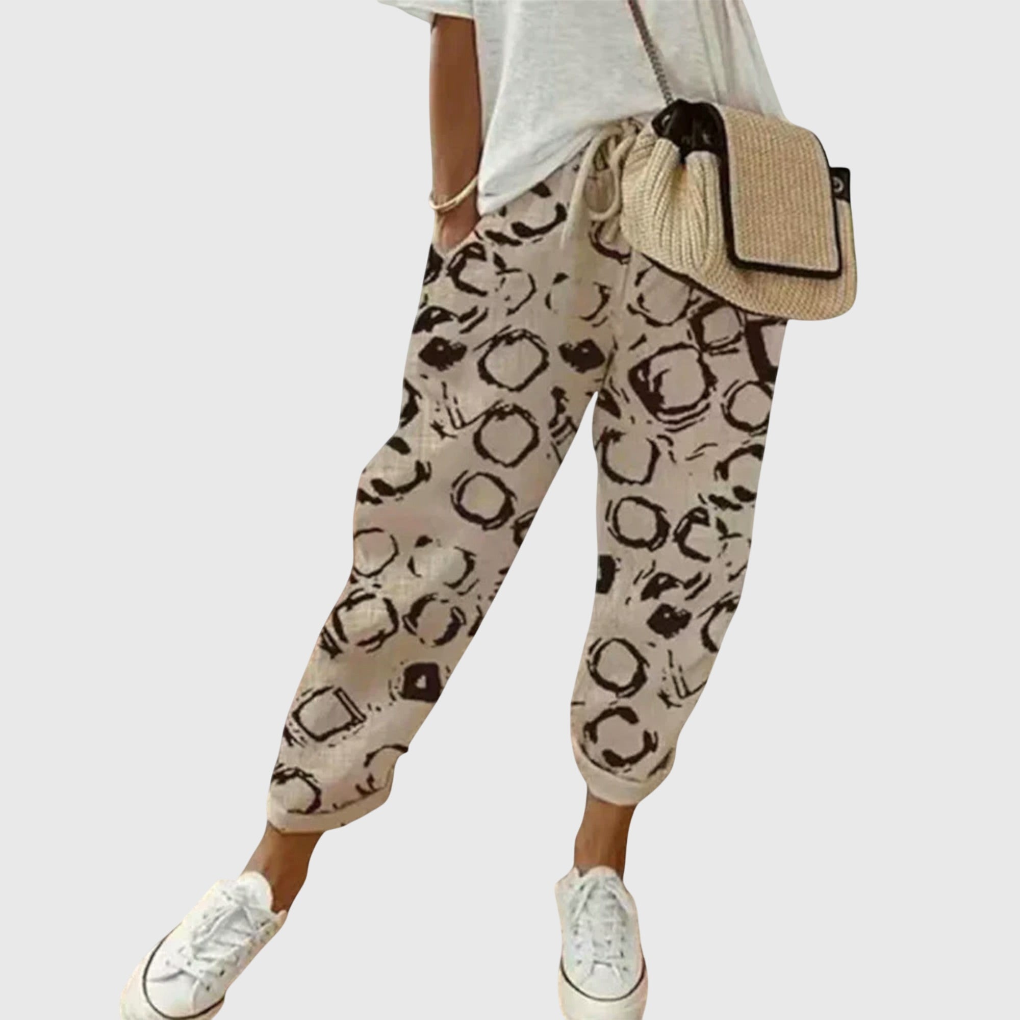 Pantalones de pierna ancha para mujer en algodón