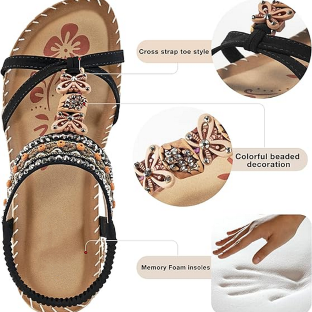 Women's Elegant Rhinestone Butterfly Flat Sandals