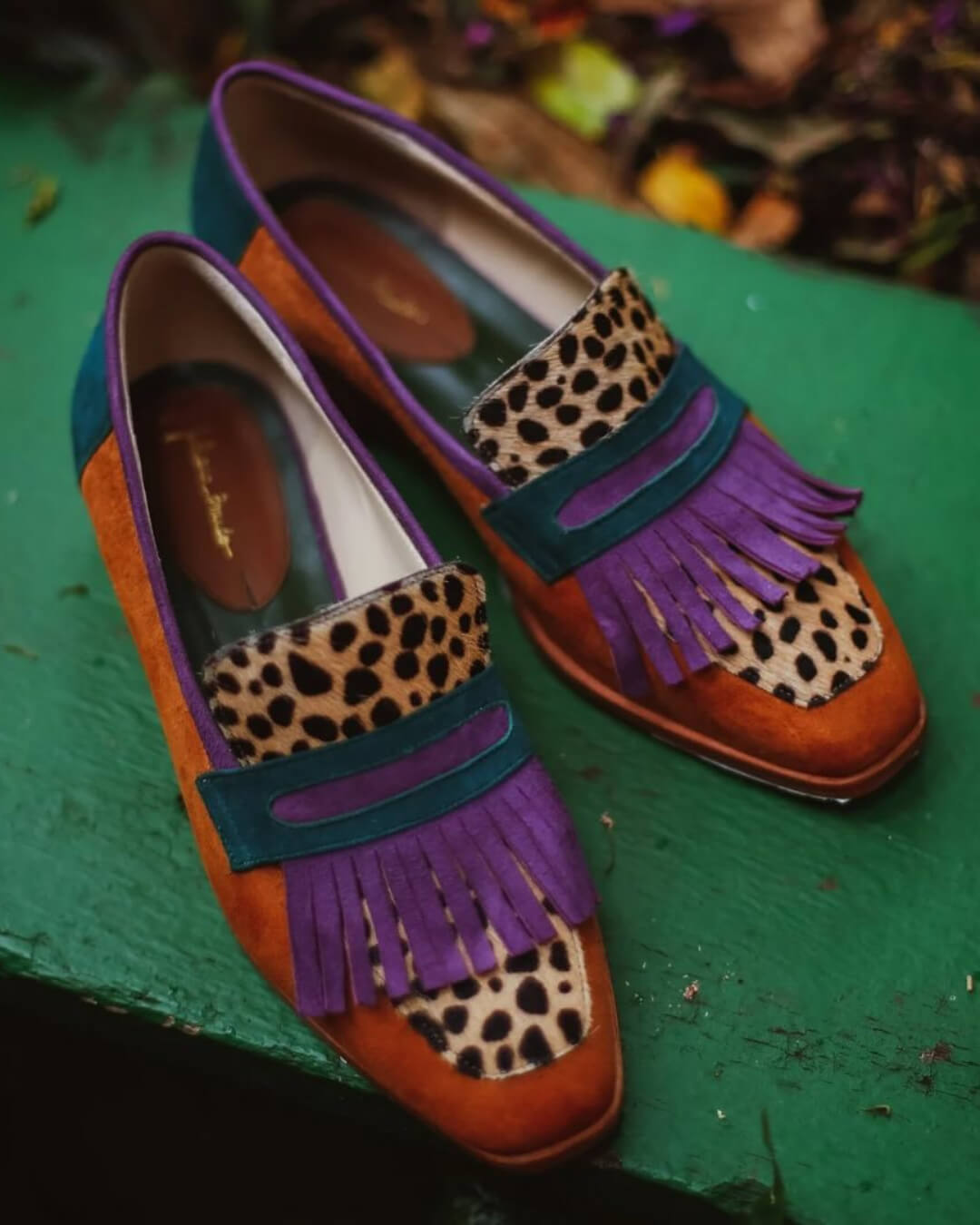 Hallie | Mocassino con frange e stampa animalier