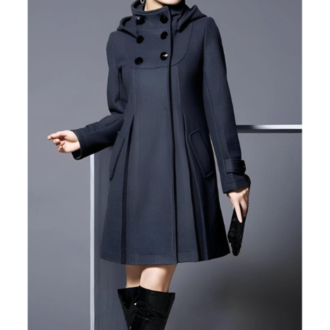 Abrigo con capucha para mujer, silueta fluida, diseño de invierno
