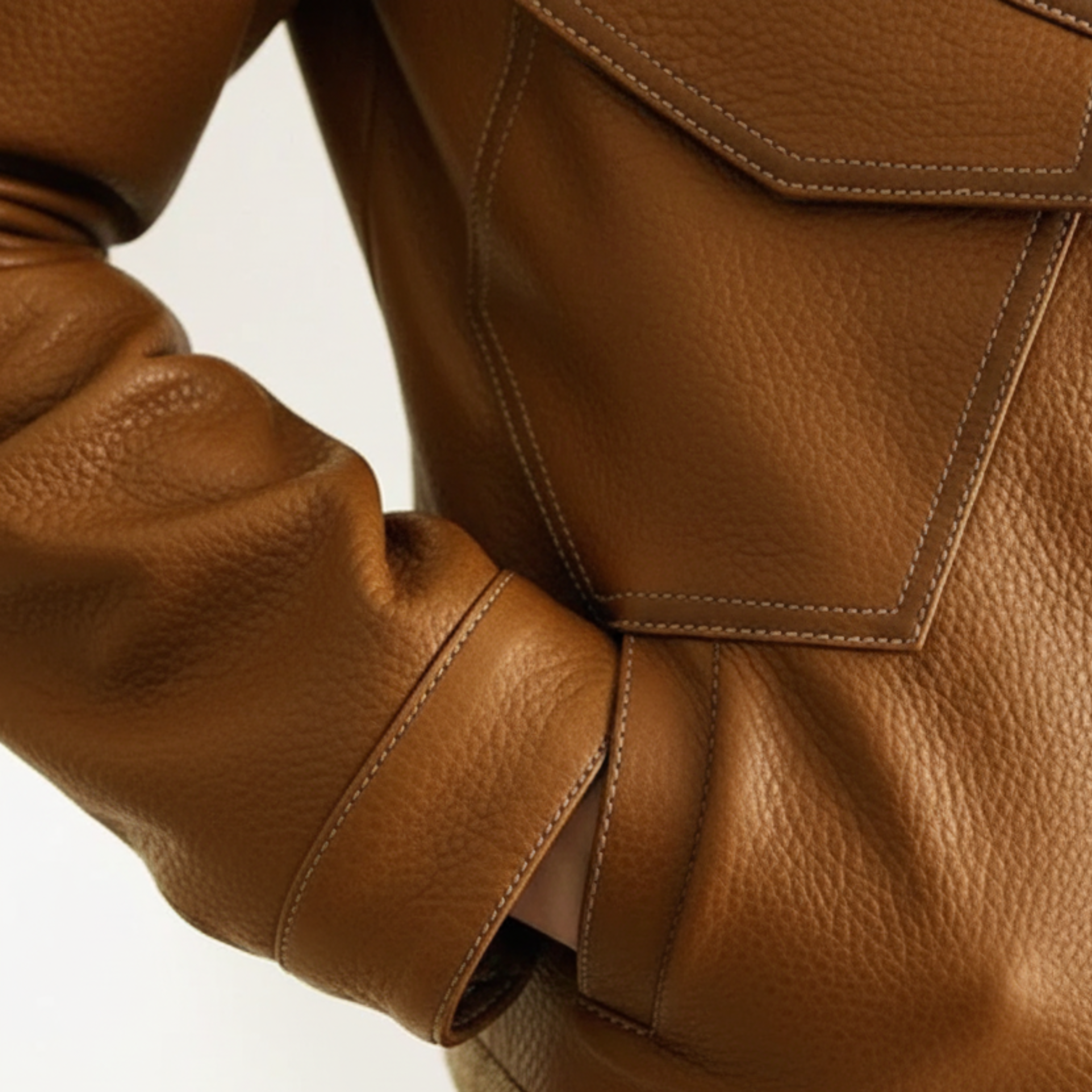 Women's Faux Leather Jacket Nipped Waist Tonal Topstitching