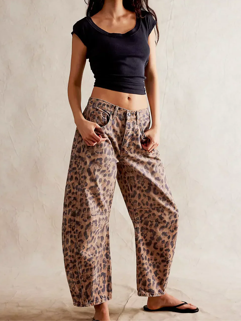 Women's Barrel-Leg Jeans Mid-Rise Wide Ankle-Length
