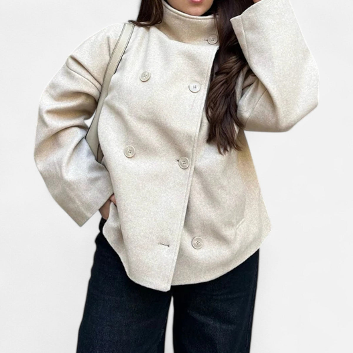 Cappotto corto da donna con collo alto