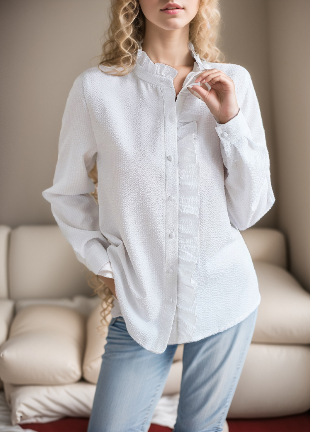 Bridie Cuffed Collar Long Sleeve Blouse