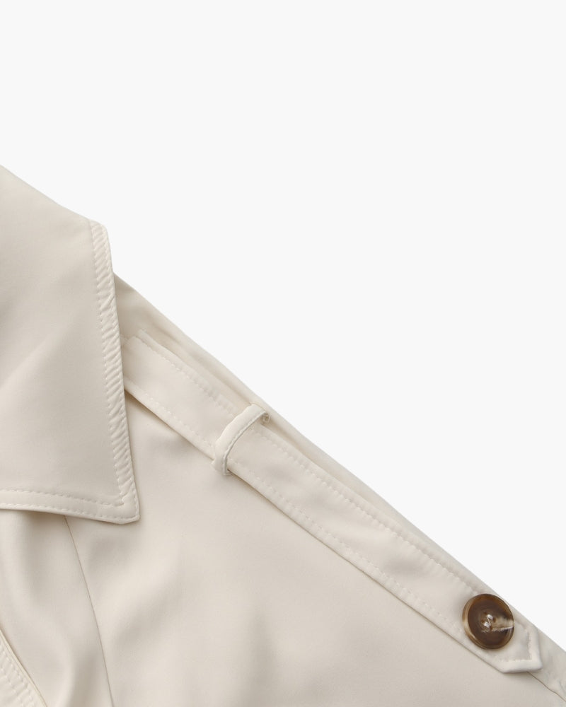 Women's Trench Coat Wide Lapels Removable Belt Epaulettes