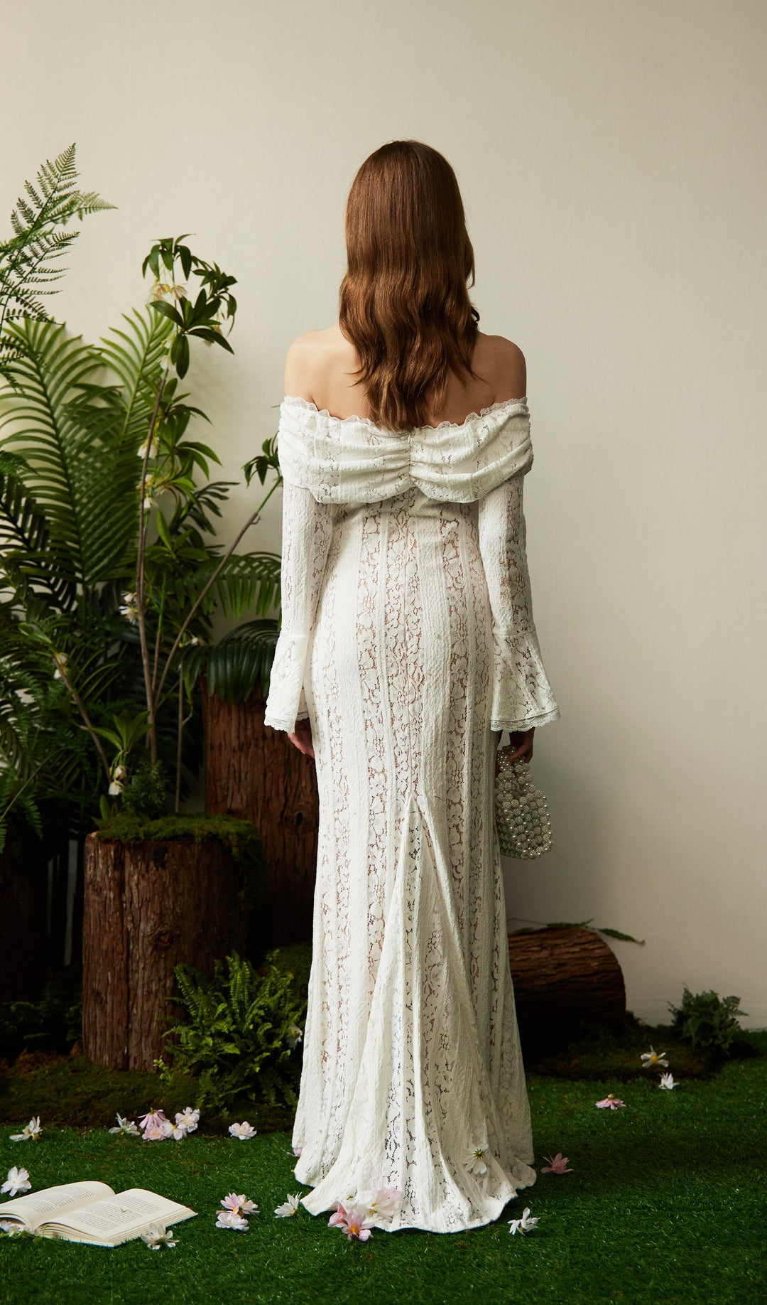 Floral Lace Off Shoulder Maxi Dress