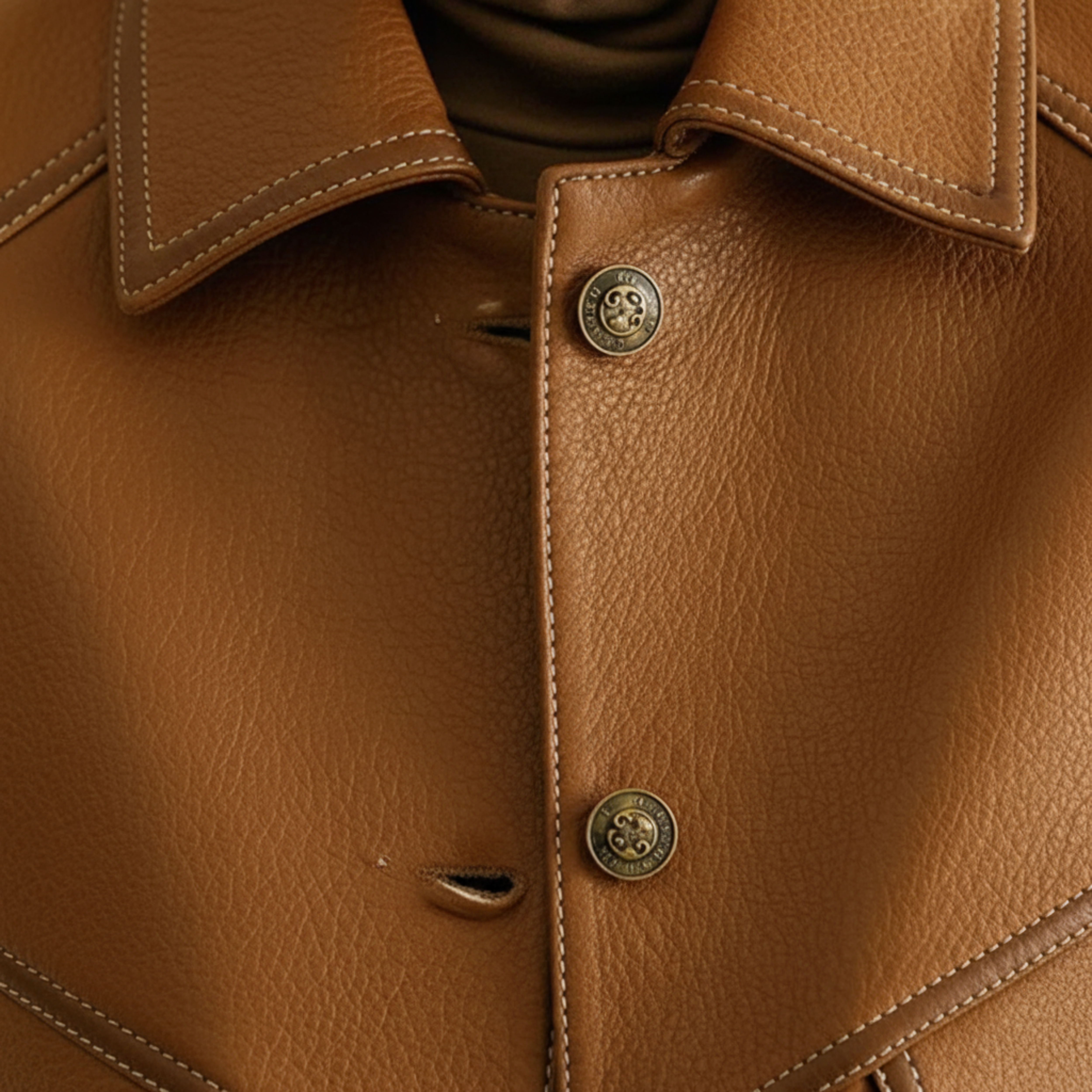 Women's Faux Leather Jacket Nipped Waist Tonal Topstitching