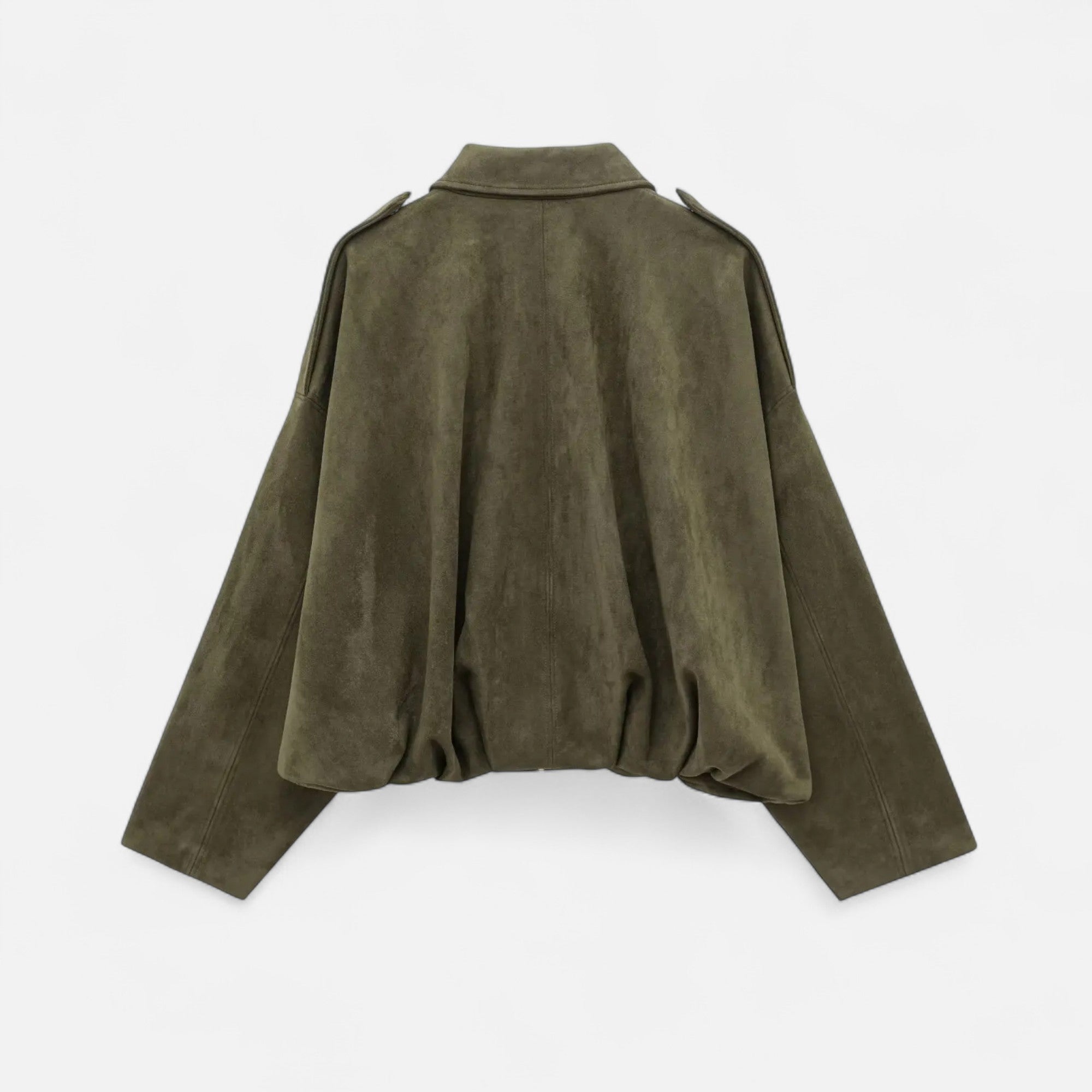 Women's Faux Suede Bomber Jacket Zip-Up Lapel Collar