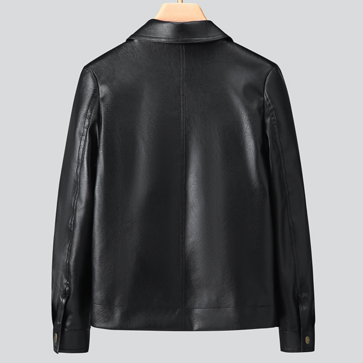 Women's Faux Leather Jacket Collared Button-Up Smooth