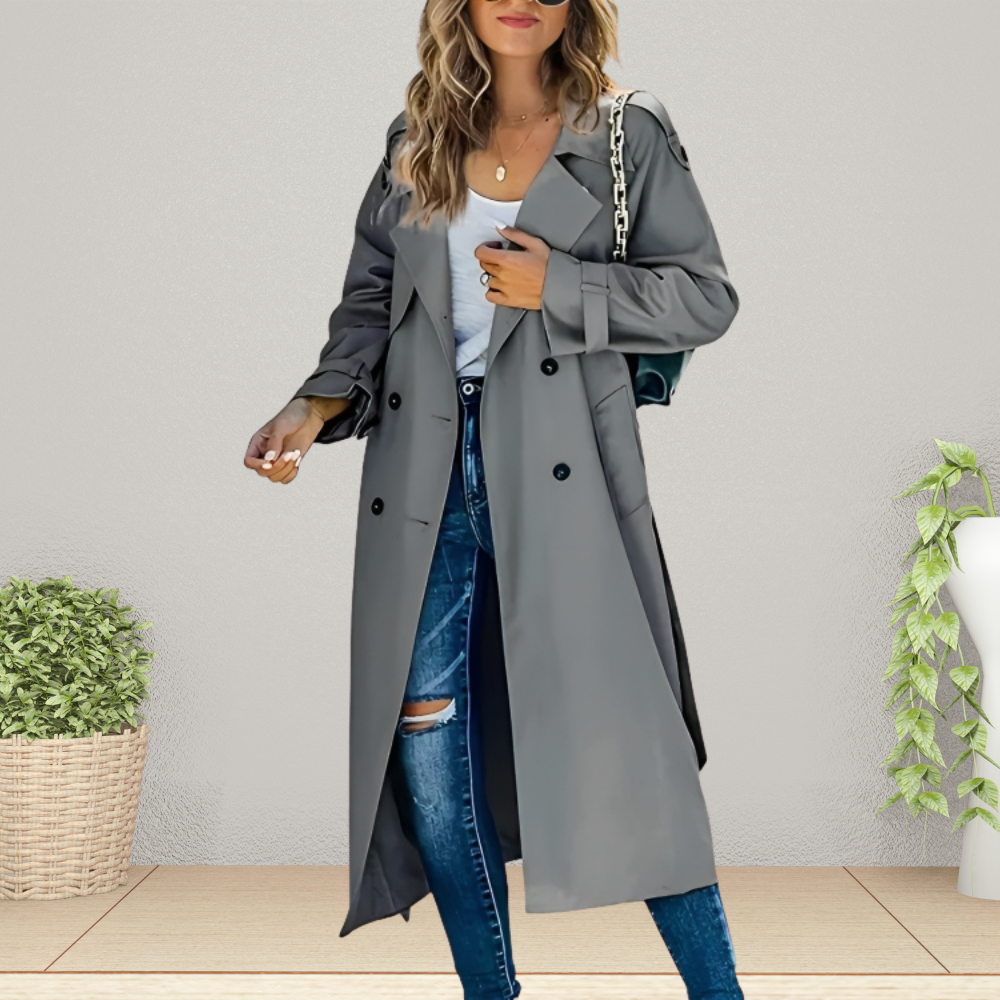 Women's Trench Coat Double-Breasted Turn-Down Collar