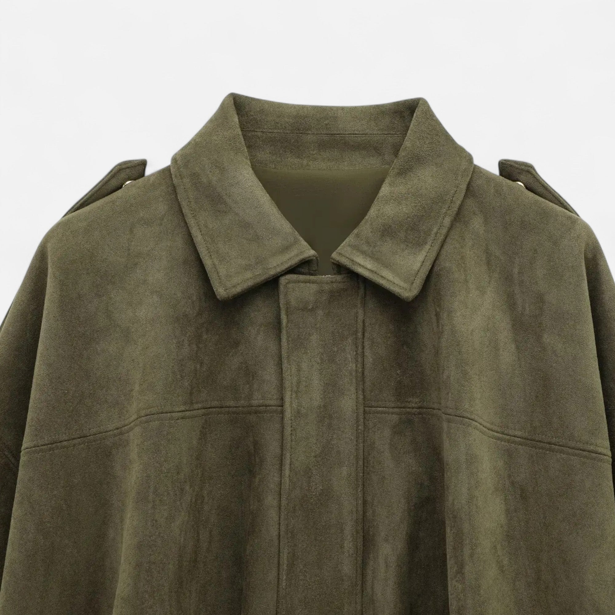 Women's Faux Suede Bomber Jacket Zip-Up Lapel Collar