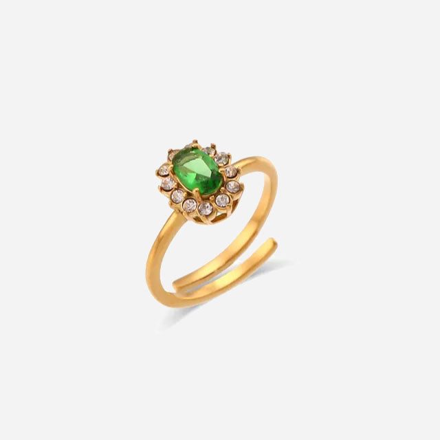 Clara | Grüner Zirkonia-Ring 18 Karat Gold