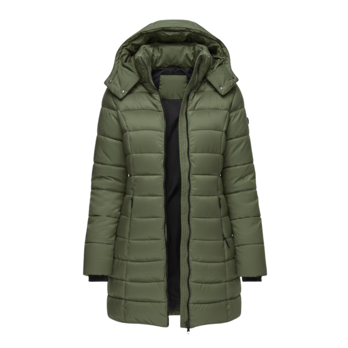 Women's Mid-Length Quilted Parka Hooded Slim Winter Style