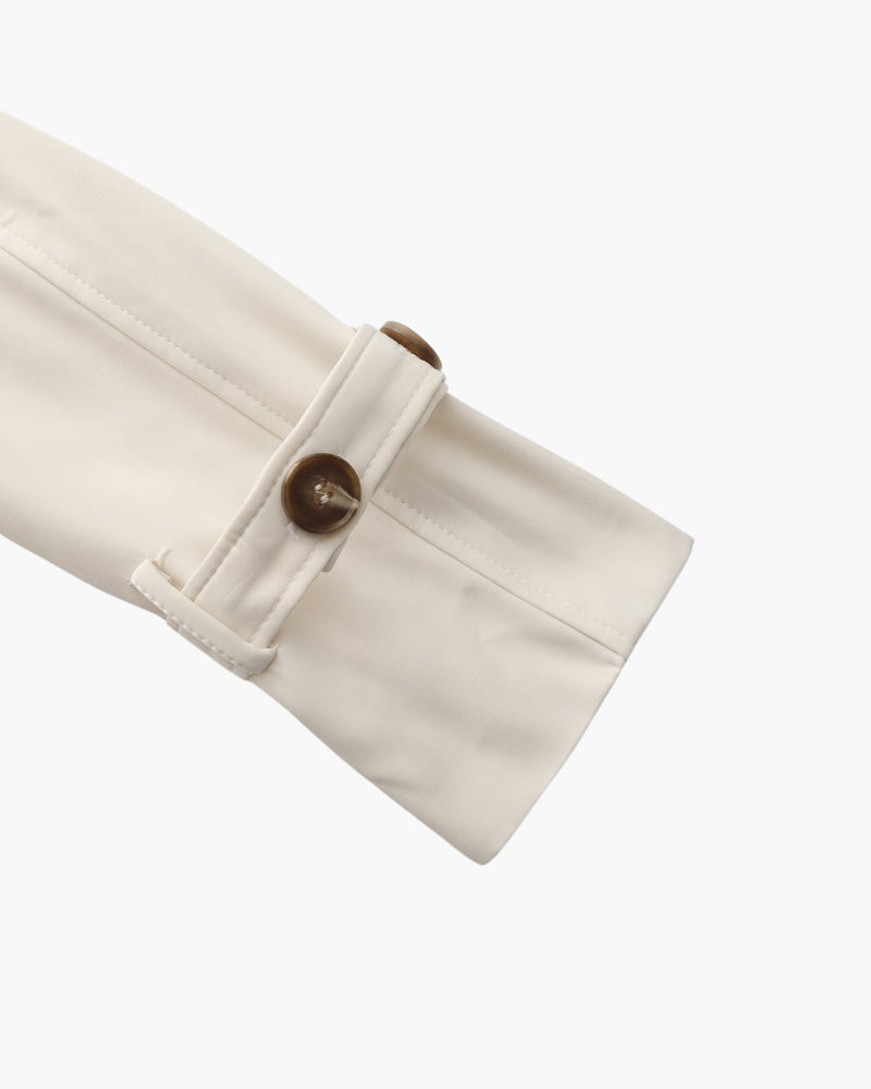 Women's Trench Coat Wide Lapels Removable Belt Epaulettes