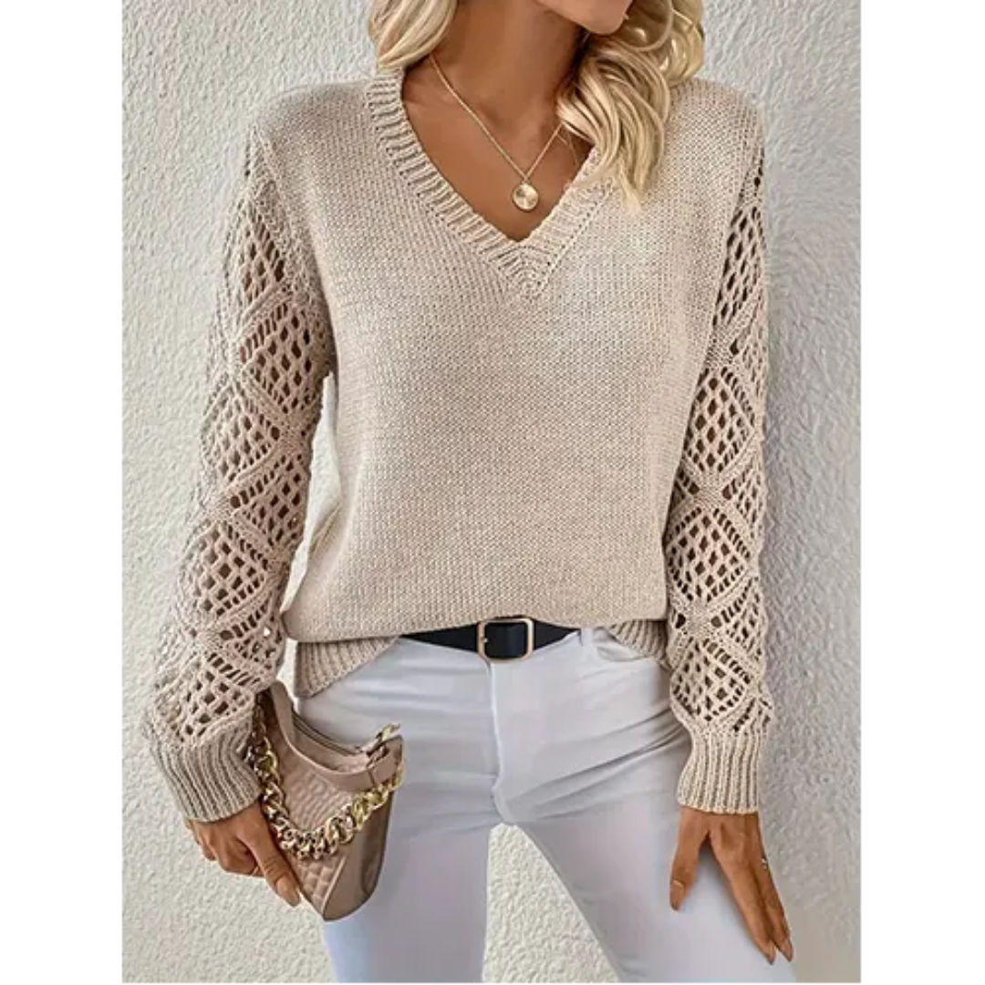 Women's V-Neck Sweater Soft Knit Relaxed Cut