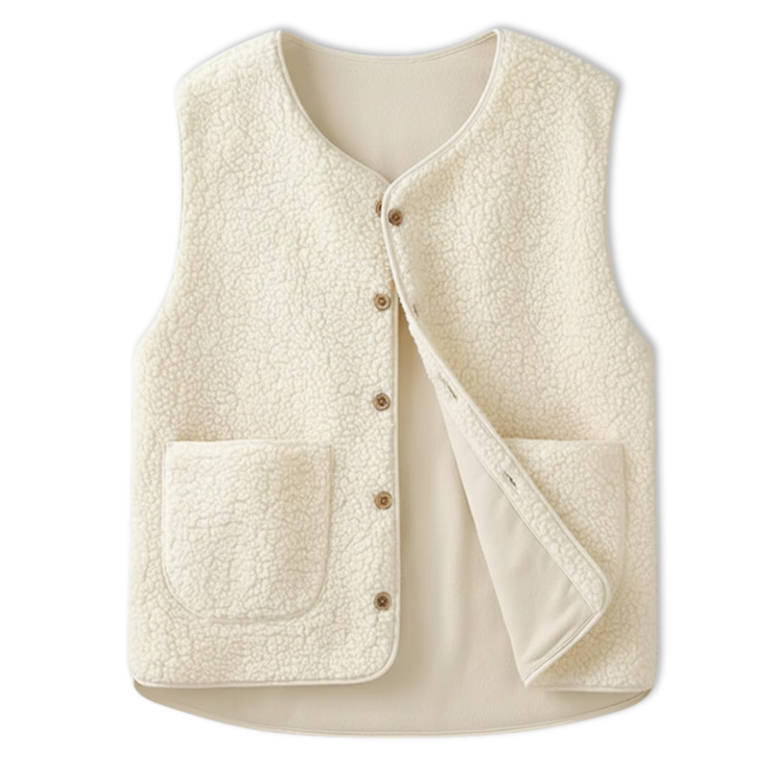 Women's Teddy Fleece Vest Sleeveless Collared Layering