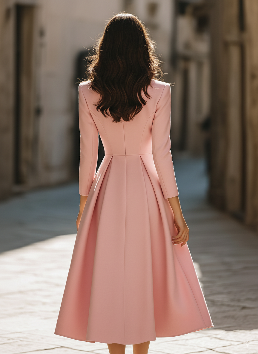 Emily | Vestido midi elegante con blazer plisado