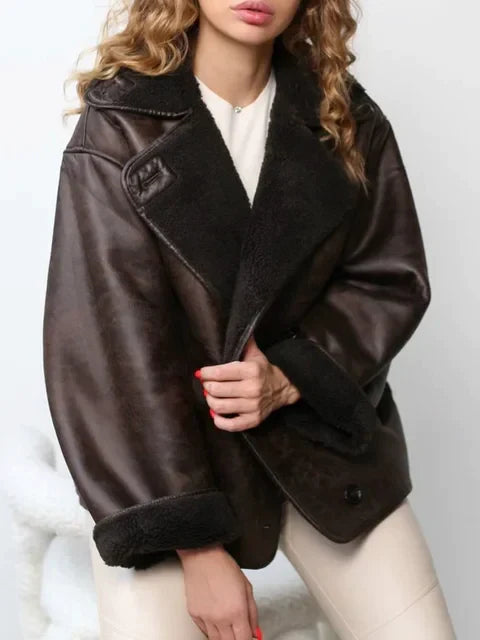 Women's Faux Leather Jacket Vintage Silhouette Refined Cut