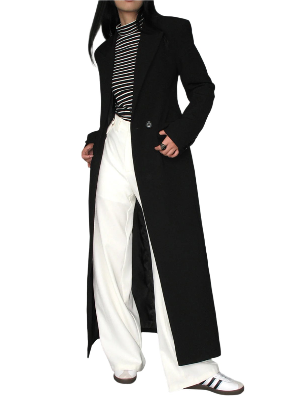 Manteau long pour femme à la coupe intemporelle, élégance au quotidien