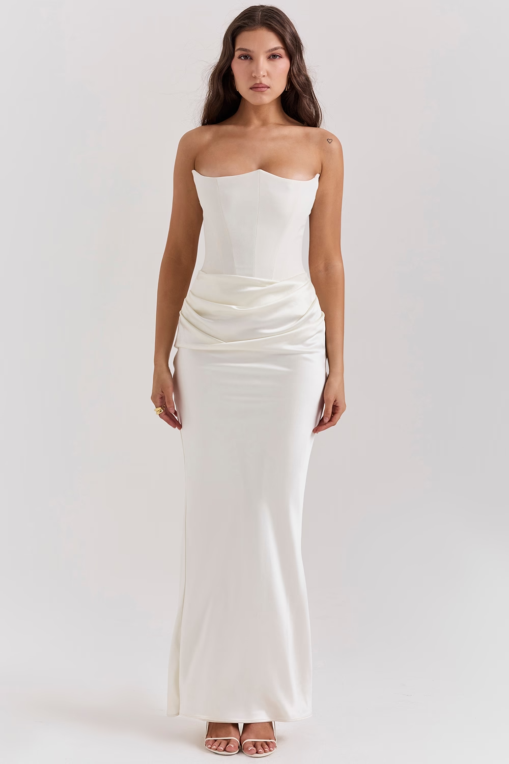 Blair Corset Draped Satin Gown