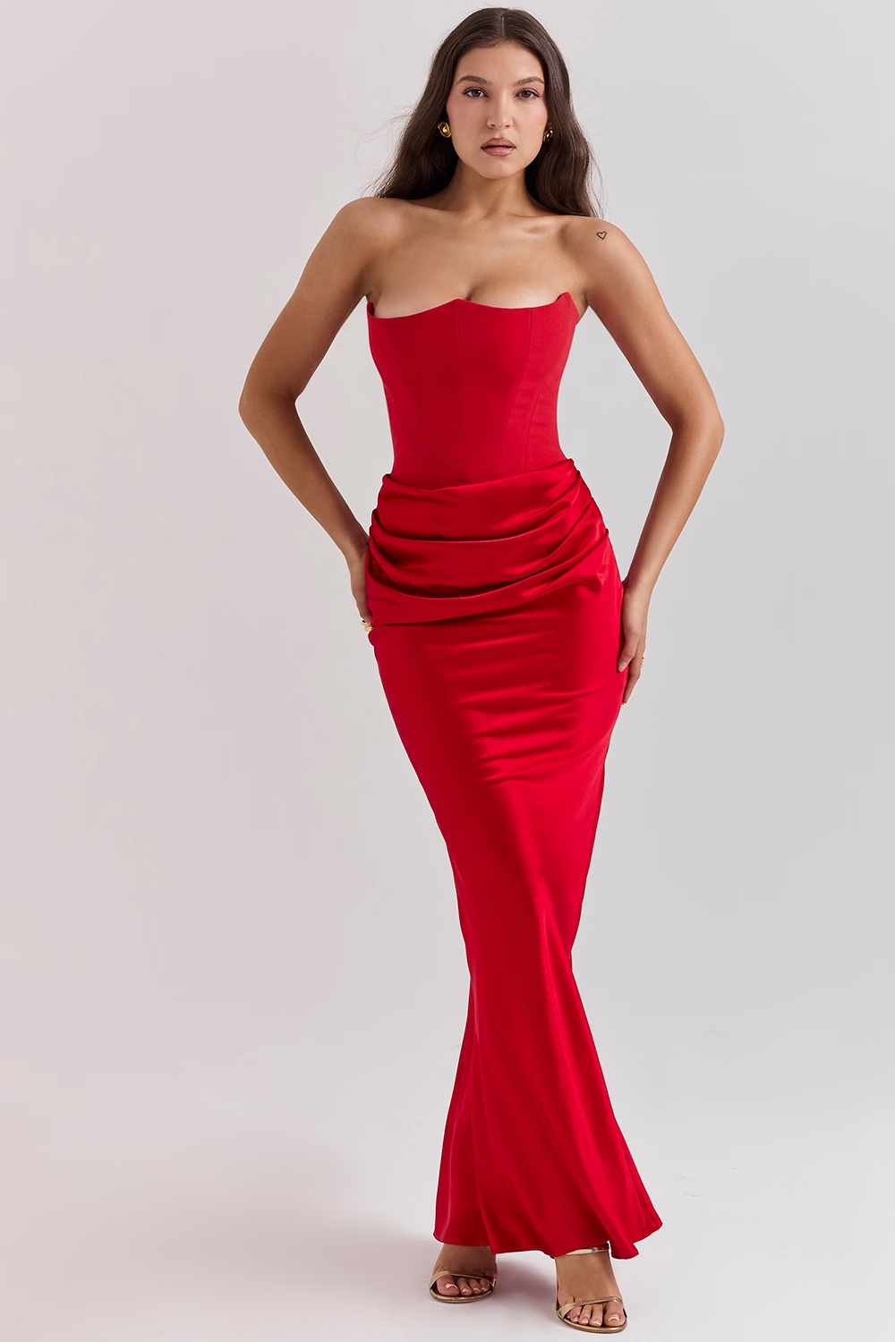 Blair Corset Draped Satin Gown