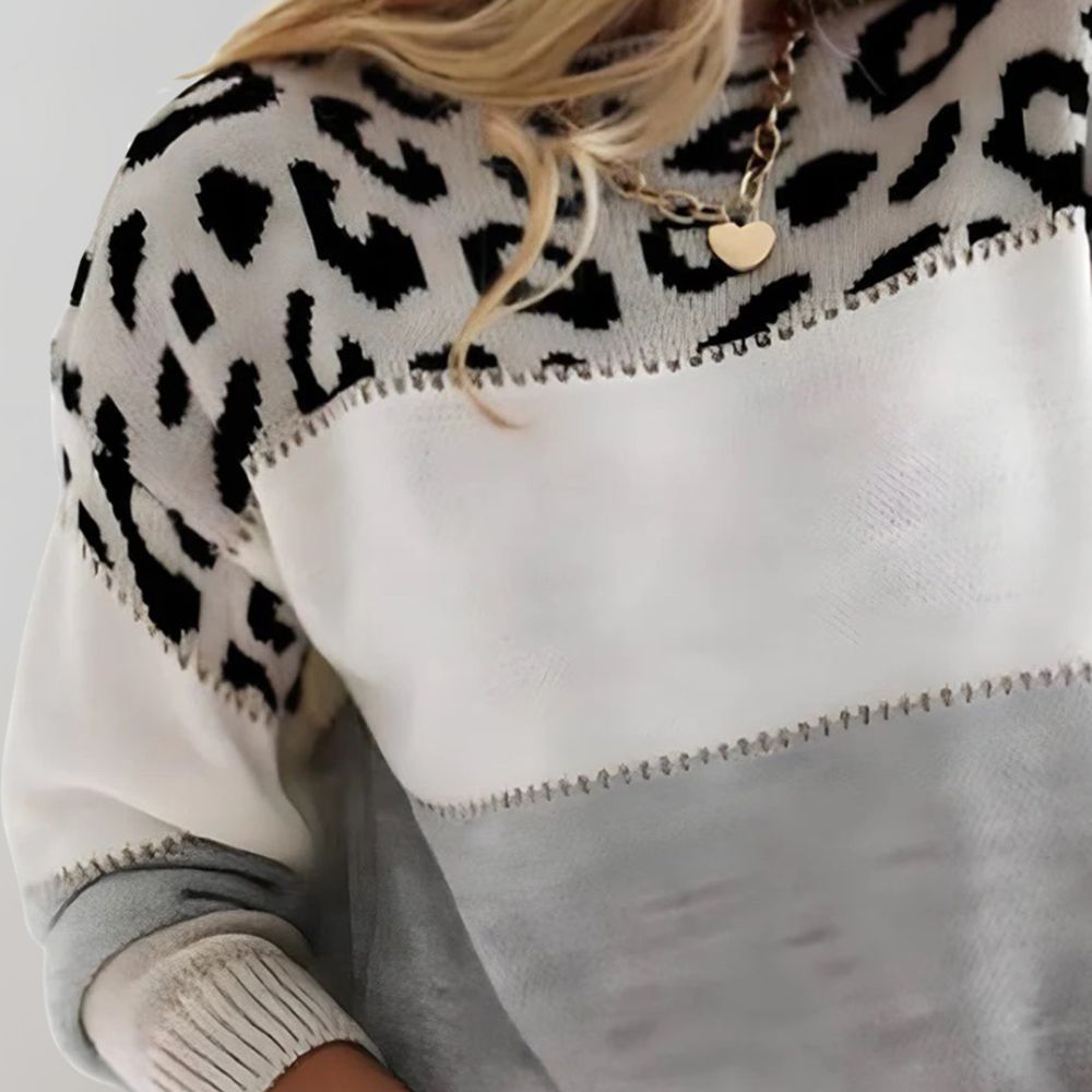 Diane | Pullover mit Leopardenmusterakzent