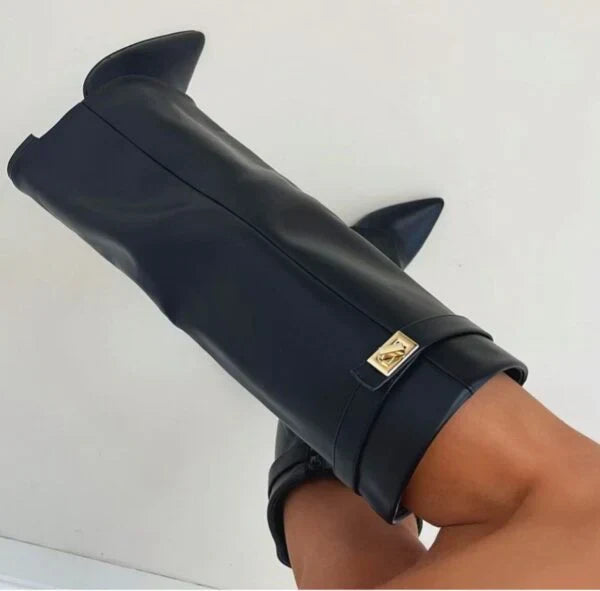 Women's Faux Suede Knee-High Boots Wedge Heel Zip