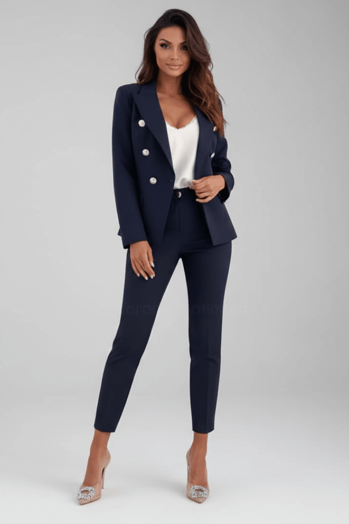 Women's Blazer and Trousers Suit Set Straight-Leg Lapel