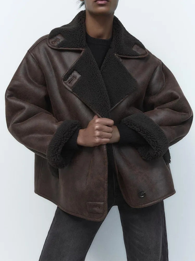 Women's Faux Leather Jacket Vintage Silhouette Refined Cut