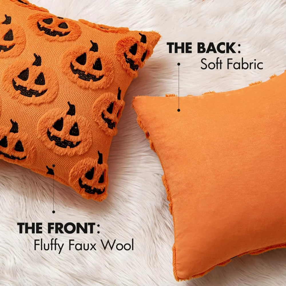 Plush Pumpkin Cushion Cover Halloween Home Decor