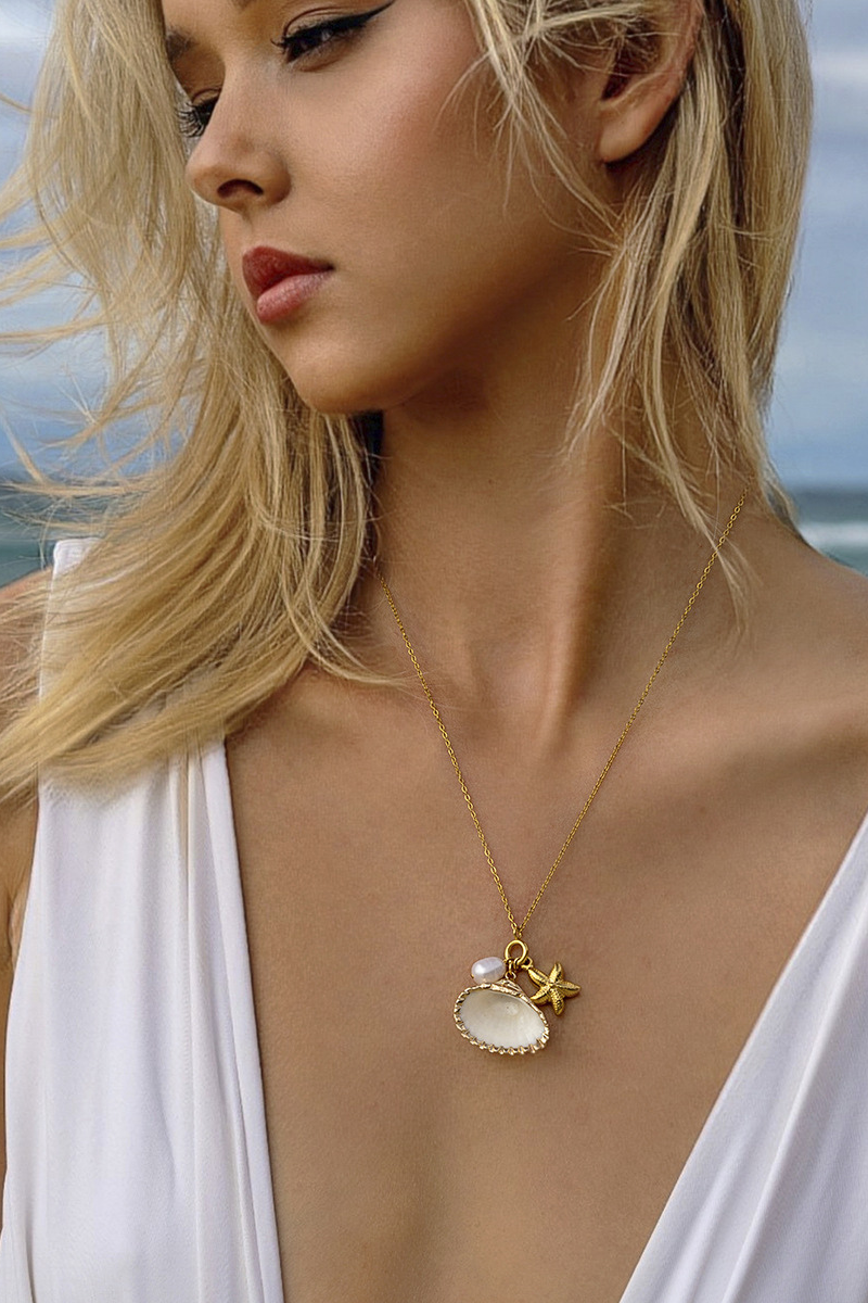 Flavie Shell Starfish Pearl Necklace