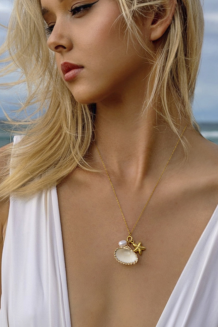 Flavie Shell Starfish Pearl Necklace