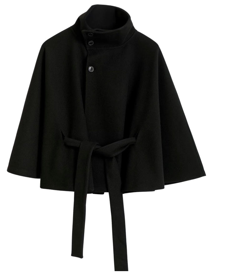 Women's Wool-Blend Coat High Neck Removable Belt