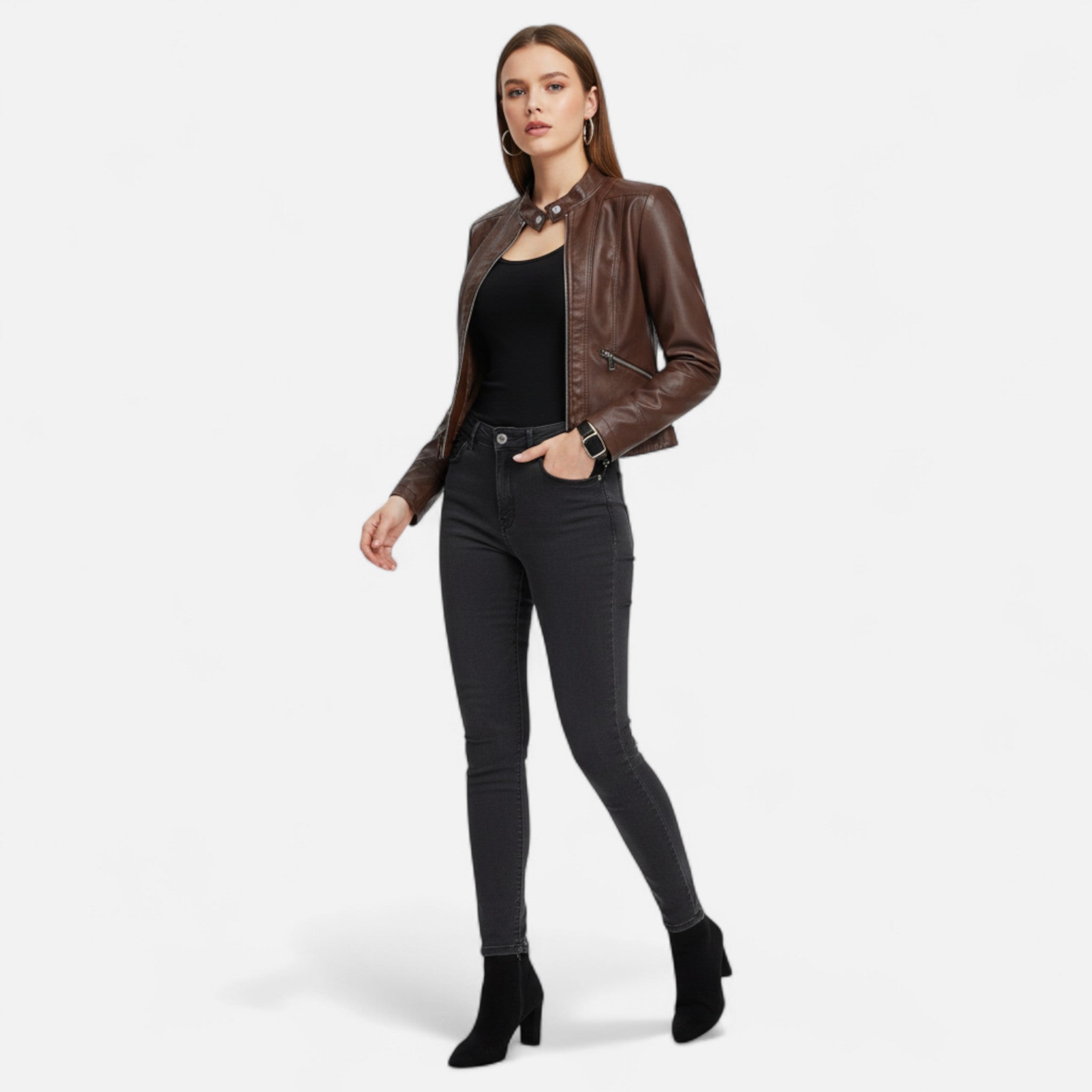 Women's Faux Leather Jacket Classic Cut Premium Finish